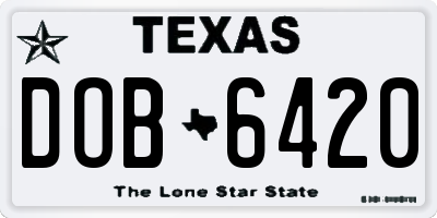 TX license plate DOB6420