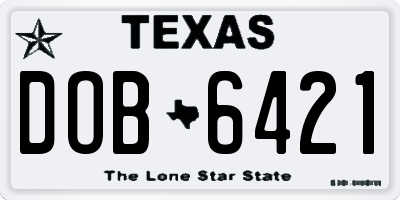 TX license plate DOB6421
