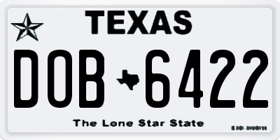 TX license plate DOB6422