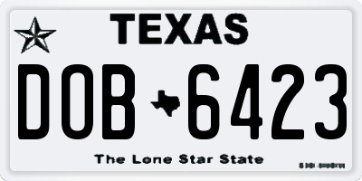 TX license plate DOB6423