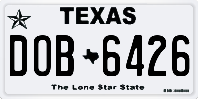 TX license plate DOB6426