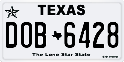 TX license plate DOB6428