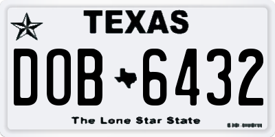 TX license plate DOB6432