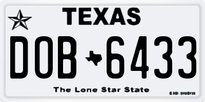 TX license plate DOB6433