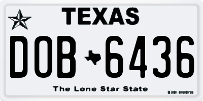 TX license plate DOB6436