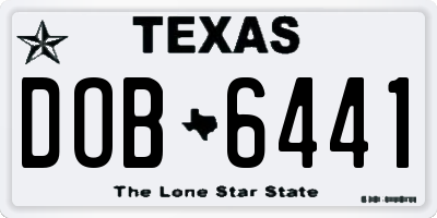 TX license plate DOB6441
