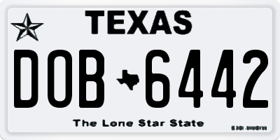 TX license plate DOB6442