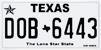 TX license plate DOB6443