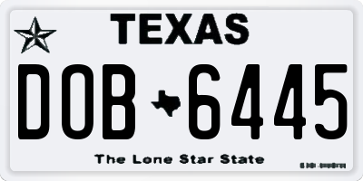 TX license plate DOB6445