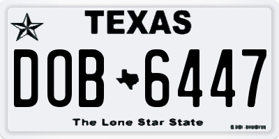 TX license plate DOB6447