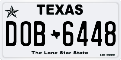 TX license plate DOB6448