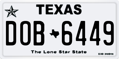 TX license plate DOB6449