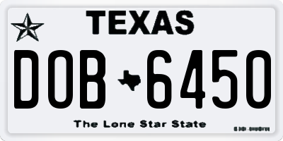 TX license plate DOB6450