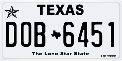 TX license plate DOB6451