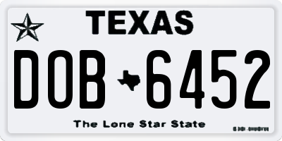 TX license plate DOB6452