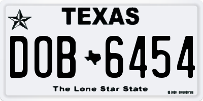 TX license plate DOB6454