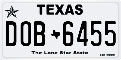 TX license plate DOB6455