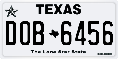 TX license plate DOB6456