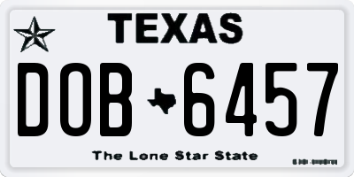 TX license plate DOB6457