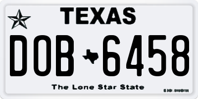 TX license plate DOB6458