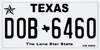 TX license plate DOB6460