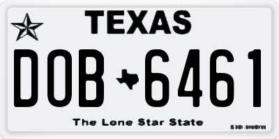 TX license plate DOB6461
