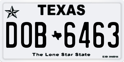 TX license plate DOB6463