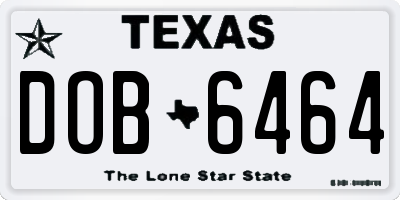 TX license plate DOB6464