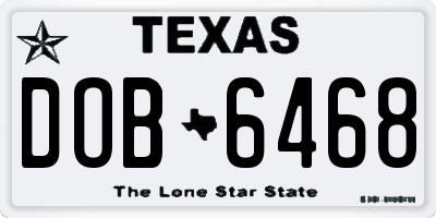 TX license plate DOB6468