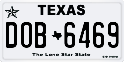 TX license plate DOB6469