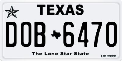 TX license plate DOB6470
