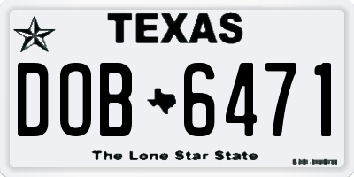 TX license plate DOB6471