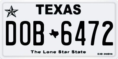 TX license plate DOB6472