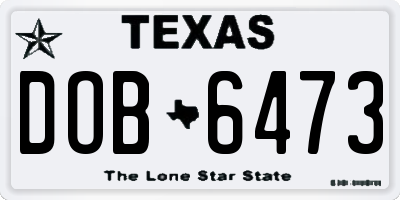 TX license plate DOB6473