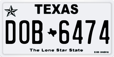 TX license plate DOB6474