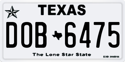 TX license plate DOB6475