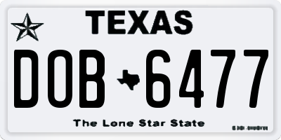 TX license plate DOB6477