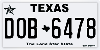 TX license plate DOB6478
