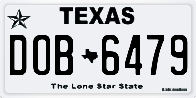 TX license plate DOB6479