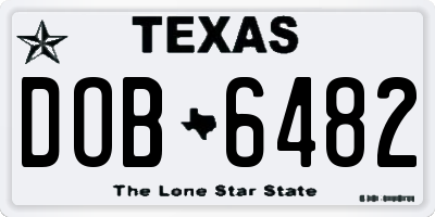 TX license plate DOB6482