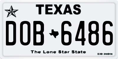 TX license plate DOB6486