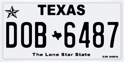 TX license plate DOB6487