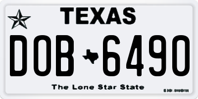 TX license plate DOB6490