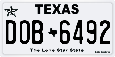 TX license plate DOB6492