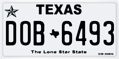 TX license plate DOB6493