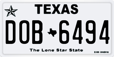 TX license plate DOB6494