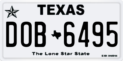 TX license plate DOB6495
