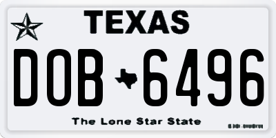 TX license plate DOB6496