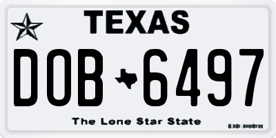 TX license plate DOB6497