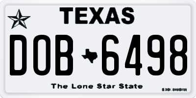 TX license plate DOB6498